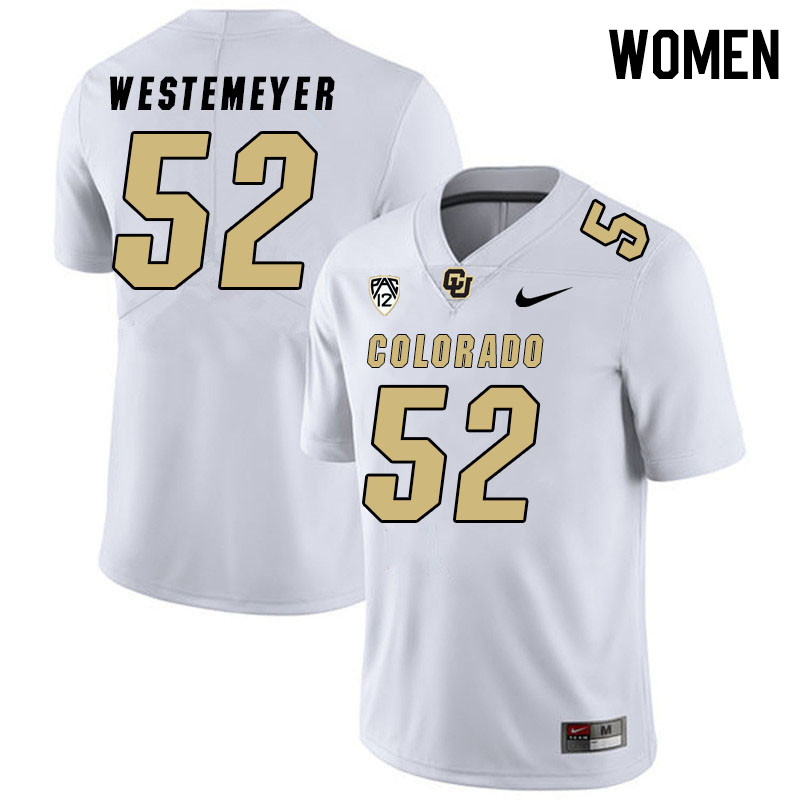 Women #52 Owen Westemeyer Colorado Buffaloes College Football Jerseys Stitched Sale-White